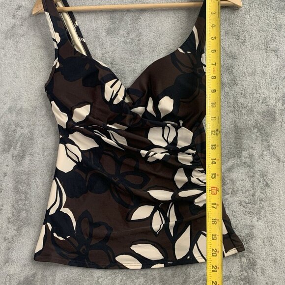 Miraclesuit Tankini Women's Sz 10 Brown Floral Myrra Underwire Bra Swim Suit Top - Picture 3 of 8